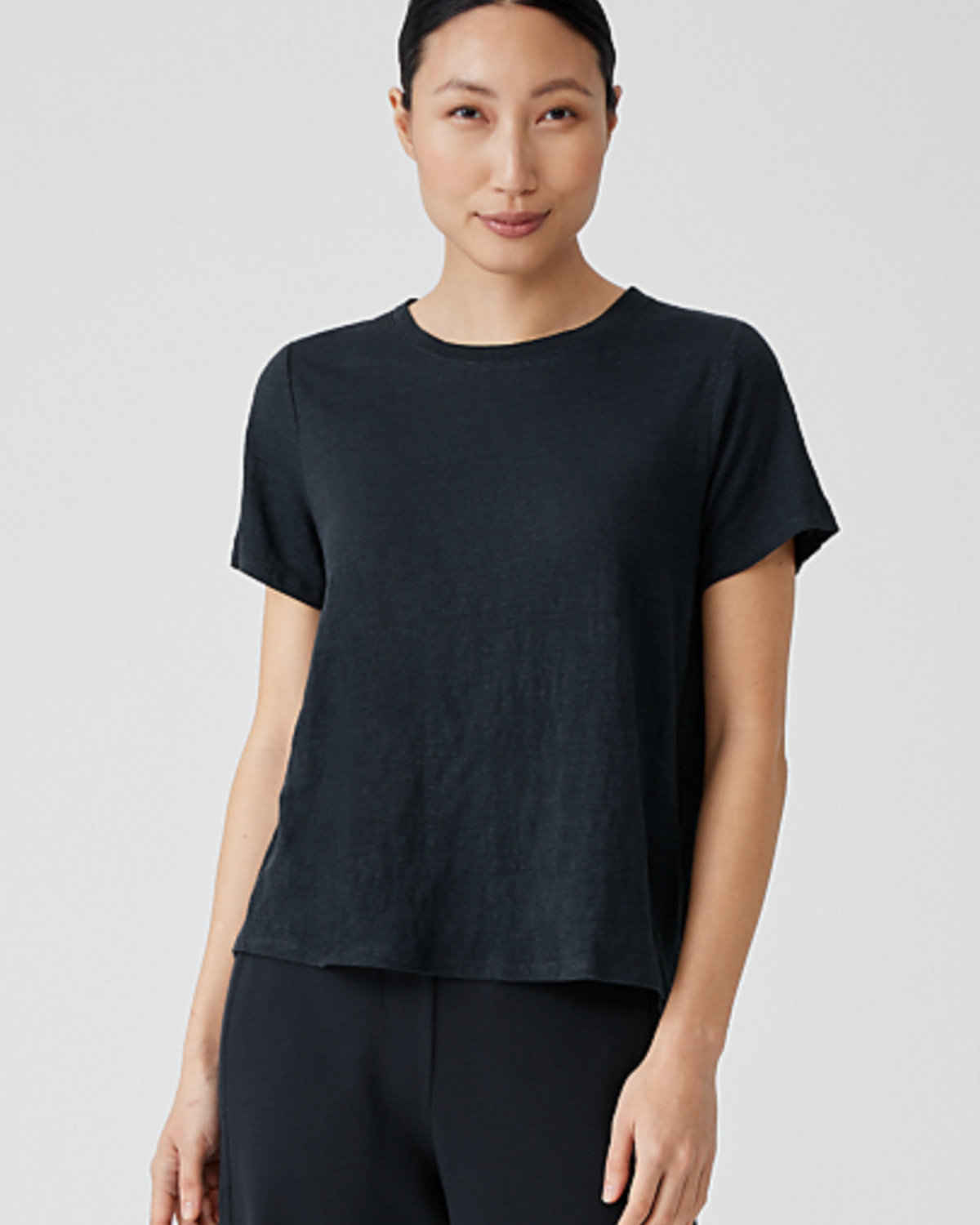 ORGANIC LINEN JERSEY CREW NECK TEE EASY FIT, BASIC LENGTH - AshleyCole Boutique
