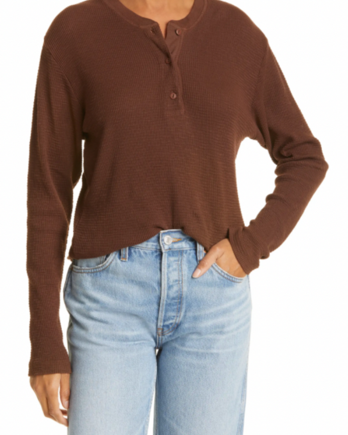 Thermal Knit Henley Top RE/DONE - AshleyCole Boutique