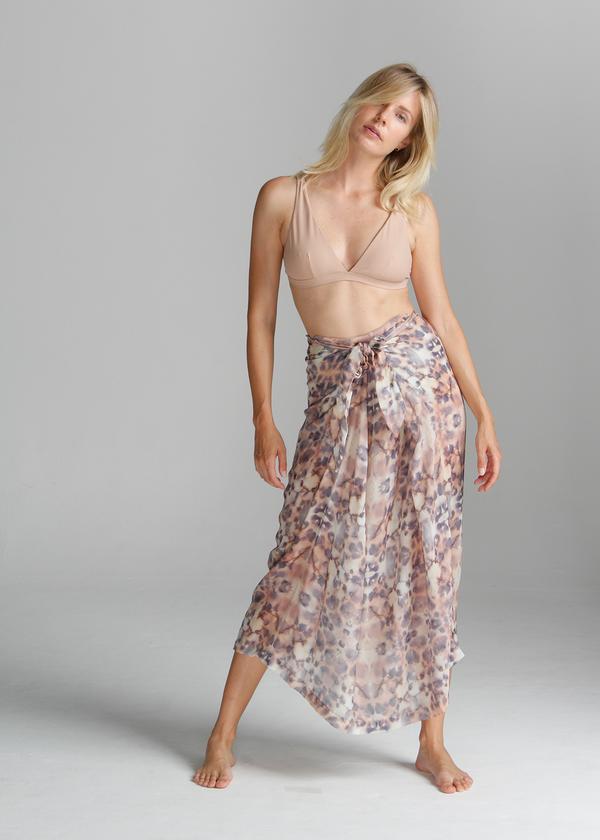 Cali Dreaming TIE FRONT SILK MESH CANVAS SKIRT - AshleyCole Boutique
