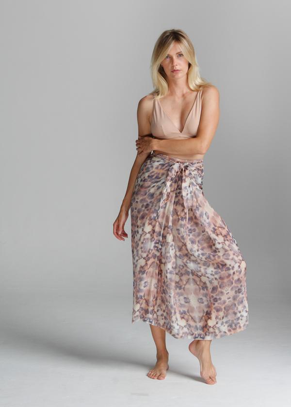 Cali Dreaming TIE FRONT SILK MESH CANVAS SKIRT - AshleyCole Boutique
