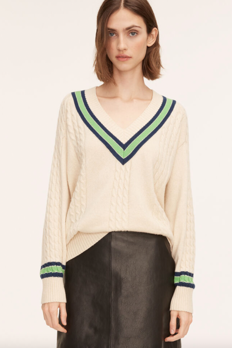 Rebecca Taylor Contrast- Tipped V-Neck Sweater