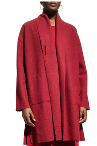 Eileen Fisher Lightweight Shawl-Collar Wool Coat