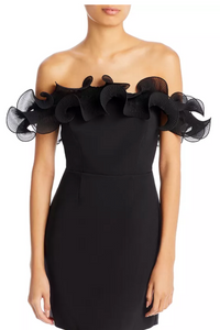MILLY Gizelle Ruffled Off the Shoulder Mini Dress