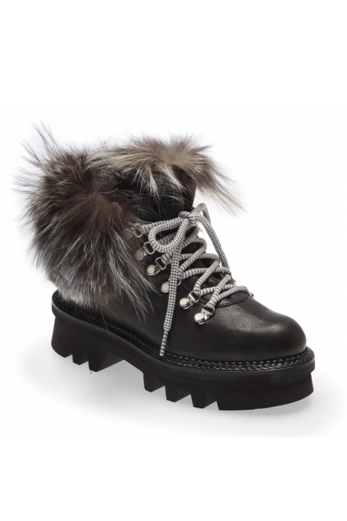 La Montelliana Aurora Genuine Shearling & Genuine Fox Fur Leather Boot