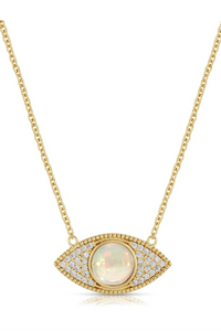 Gemstone Evil Eye Necklace - Welo Opal