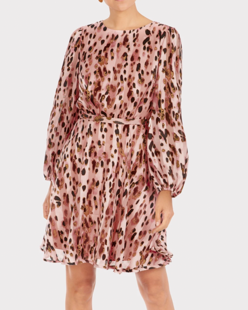 Pink Metallic Leopard Stripe Burnout Dress - AshleyCole Boutique
