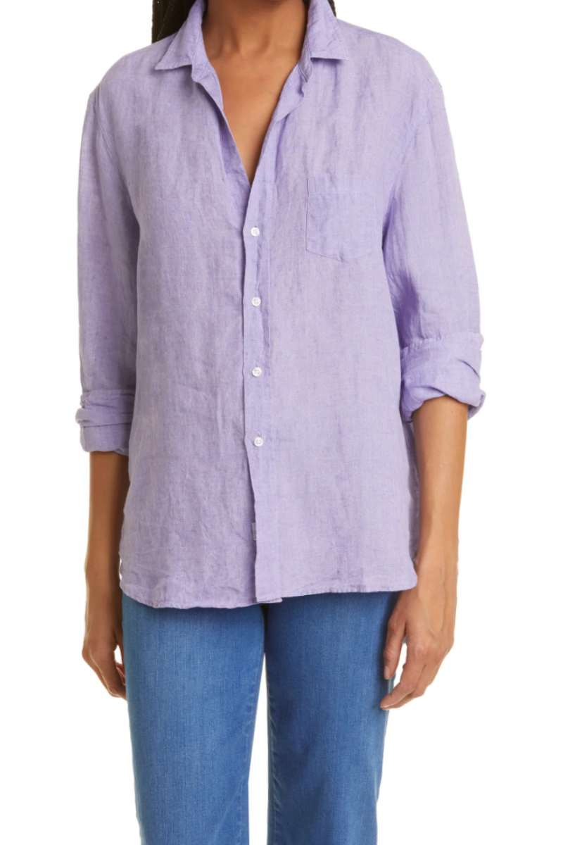 Woven Linen Button-Up Shirt FRANK & EILEEN